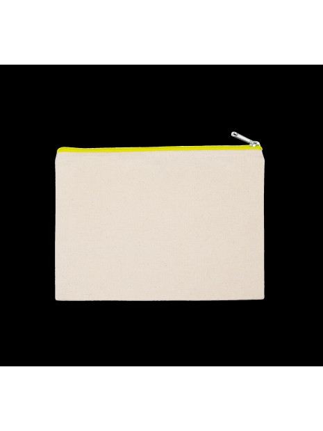 KIMOOD Pochette en coton canvas - grand modèle Natural / Fluorescent Yellow personnalisable