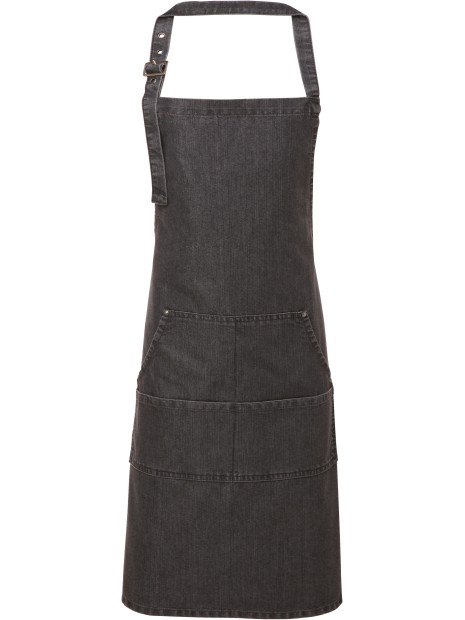 PREMIER Tablier à bavette "Denim" Black Denim personnalisable