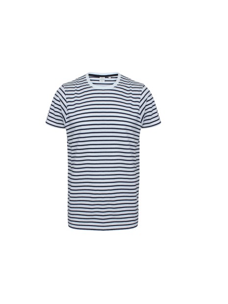 SKINNIFIT T-shirt Rayé unisexe blanc/bleu marine personnalisable