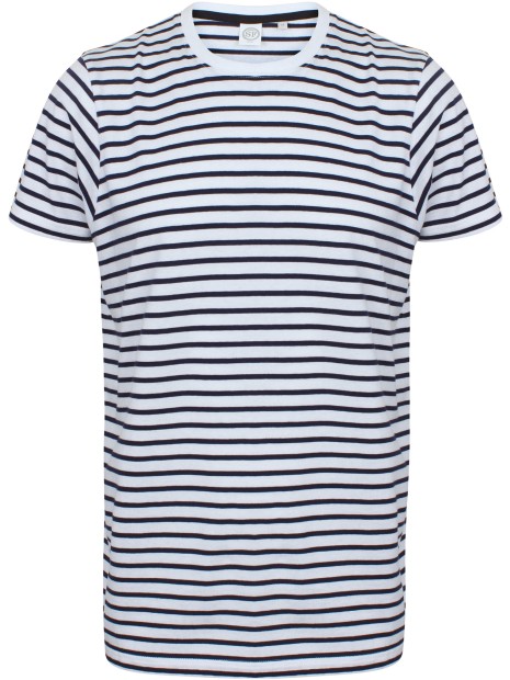 SKINNIFIT T-shirt Rayé unisexe white/oxford navy personnalisable