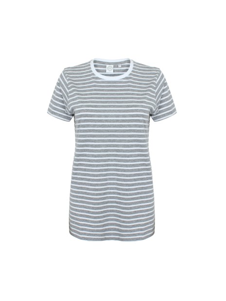SKINNIFIT T-shirt Rayé unisexe heather grey/blanc personnalisable