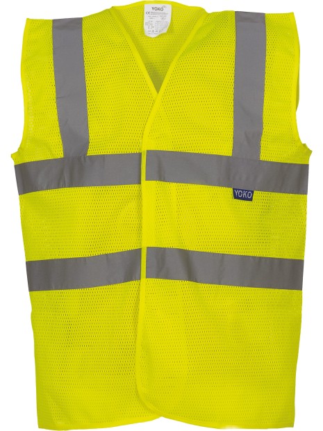 YOKO Gilet haute visibilité à maille ajourée recyclée HI-VIS JAUNE personnalisable