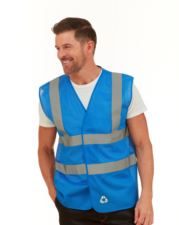 Gilet de sécurité personnalisable YOKO Gilet haute visibilité à maille ajourée recyclée