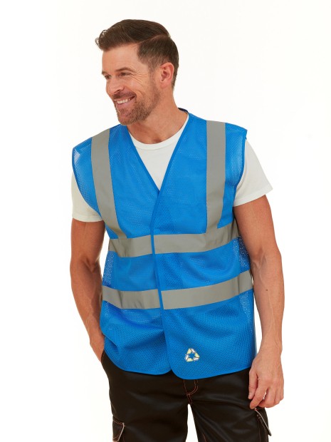 Gilets de sécurité à personnaliser YOKO Gilet haute visibilité à maille ajourée recyclée 
