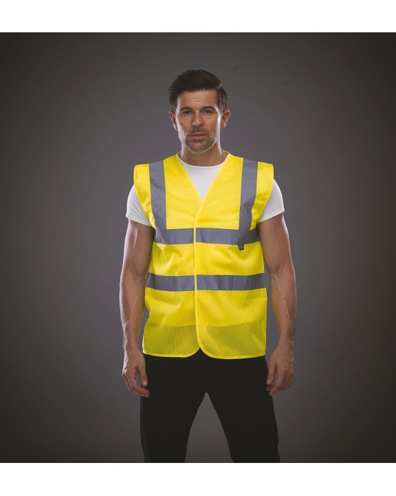Gilet de sécurité personnalisable YOKO Gilet haute visibilité à maille ajourée recyclée