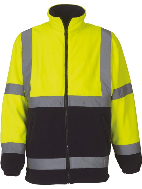 YOKO Veste polaire haute visibilité jaune fluo/bleu marine personnalisable
