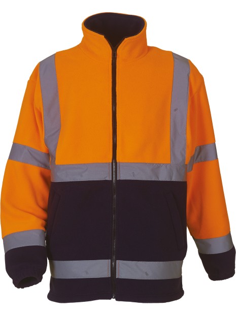 YOKO Veste polaire haute visibilité HI VIS ORANGE/MARINE personnalisable