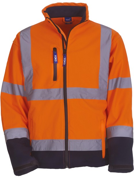 YOKO Veste softshell haute visibilité HI VIS ORANGE/MARINE personnalisable