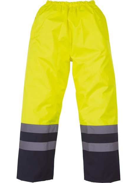 YOKO Surpantalon haute visibilité imperméable jaune fluo/bleu marine personnalisable