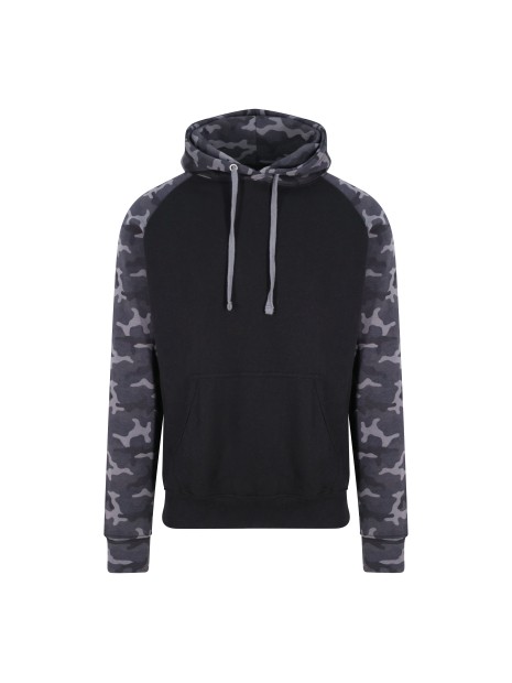 AWDIS BASEBALL HOODIE solid black/black camo personnalisable