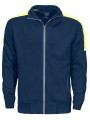 PROJOB 2123 SWEATSHIRT FULL ZIP BANDES FLUO bleu marine/jaune personnalisable