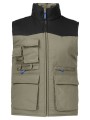 PROJOB 2806 VESTE SANS MANCHE DOUBLEE MULTIPOCHES EPAULES CONTRASTEES khaki personnalisable
