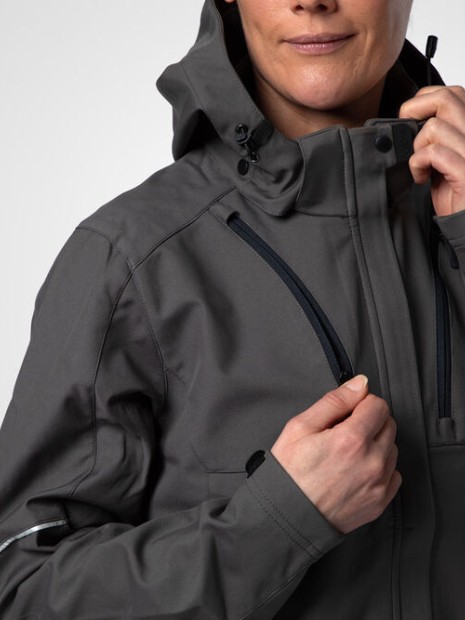 Softshells à personnaliser PROJOB 3413 SOFTSHELL PRIO DOUBLEE FEMME A CAPUCHE gris