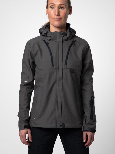 Softshells à personnaliser PROJOB 3413 SOFTSHELL PRIO DOUBLEE FEMME A CAPUCHE gris