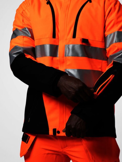 Softshells à personnaliser PROJOB 6420 PARKA SOFTSHELL - EN ISO 20471 CLASSE 3/2 orange/noir