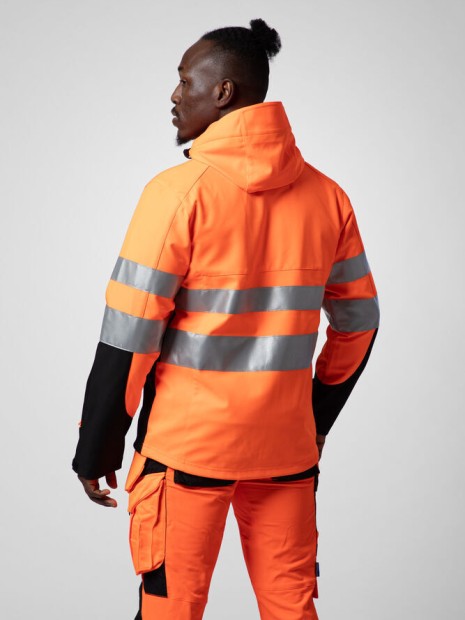 Softshells à personnaliser PROJOB 6420 PARKA SOFTSHELL - EN ISO 20471 CLASSE 3/2 orange/noir