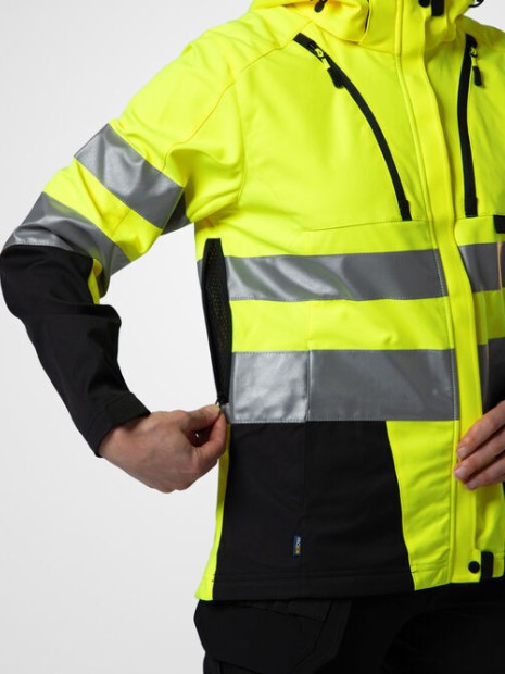 Softshells à personnaliser PROJOB 6424 PARKA SOFTSHELL DOUBLEE FEMME - EN ISO 20471 CLASSE 3/2 jaune/noir
