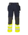 Broek PROJOB 6522 SIGNALISATIEBROEK MET KNIEZAKKEN EN SPIJKERZAKKEN EN ISO 20471 KLASSE 1 voor bedrukking &amp; borduring