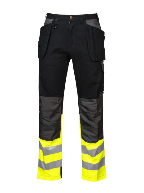 PROJOB 6522 PANTALON COTON - EN ISO 20471 CLASSE 1 jaune/noir personnalisable