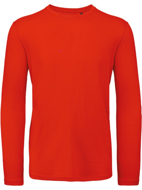 B&C T-shirt bio Inspire homme manches longues rouge feu personnalisable