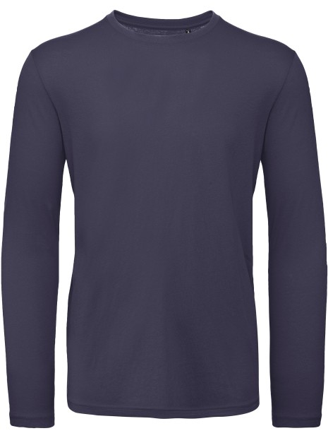 B&C T-shirt bio Inspire homme manches longues bleu marine urbain personnalisable