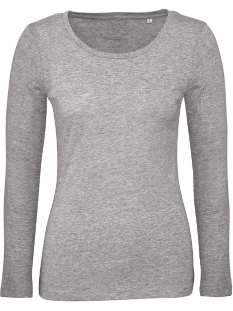B&C T-shirt bio Inspire femme manches longues gris sport personnalisable