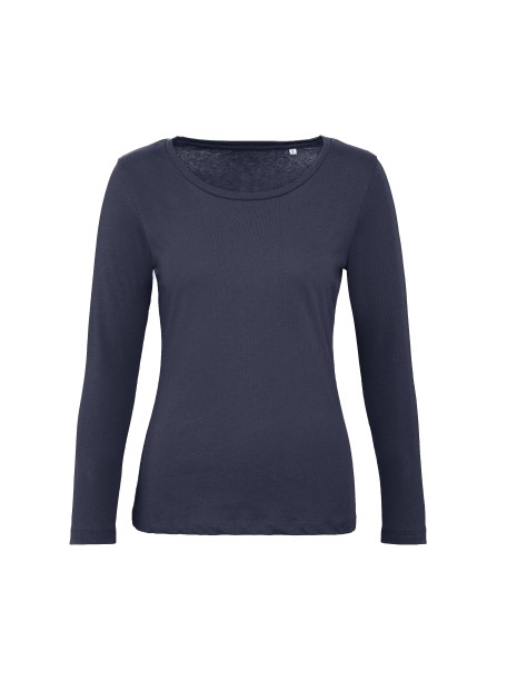 B&C T-shirt bio Inspire femme manches longues Blue Navy personnalisable
