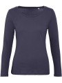 B&C T-shirt bio Inspire femme manches longues bleu marine urbain personnalisable