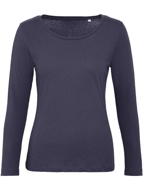 B&C T-shirt bio Inspire femme manches longues bleu marine urbain personnalisable
