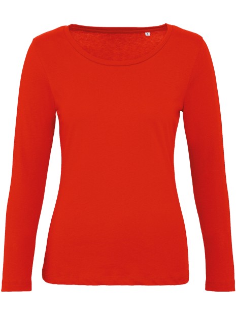 B&C T-shirt bio Inspire femme manches longues rouge feu personnalisable
