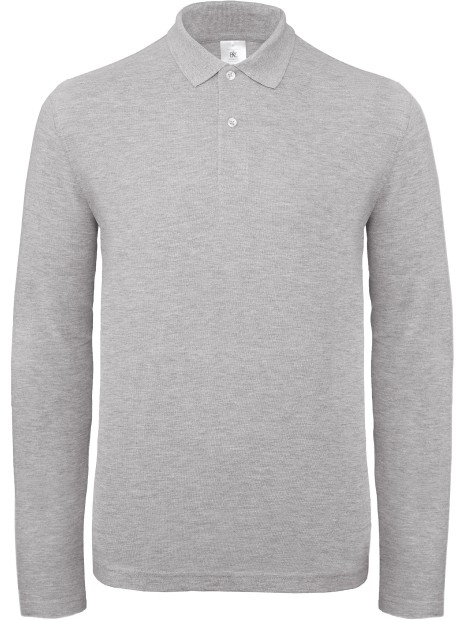 B&C Polo homme ID.001 manches longues heather grey personnalisable