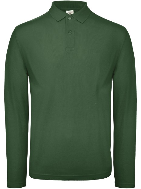 B&C Polo homme ID.001 manches longues vert bouteille personnalisable