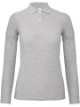 B&C Polo femme ID.001 manches longues heather grey personnalisable