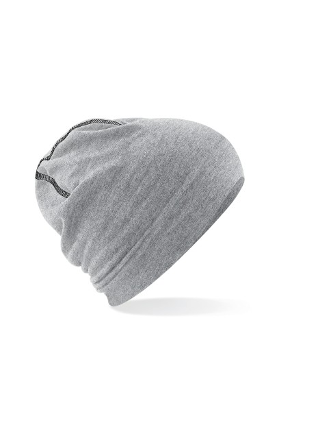 BEECHFIELD HEMSEDAL COTTON BEANIE heather grey/noir personnalisable