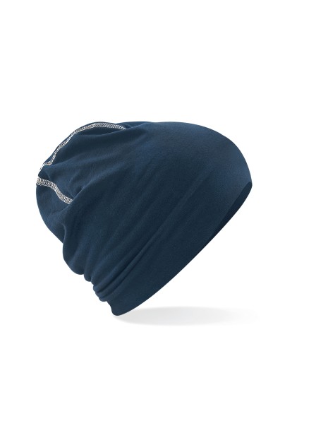 BEECHFIELD HEMSEDAL COTTON BEANIE french marine / blanc personnalisable