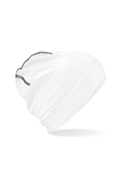 BEECHFIELD HEMSEDAL COTTON BEANIE blanc/noir personnalisable