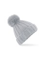 BEECHFIELD VERBIER FAUX FUR POP POM CHUNKY BEANIE gris clair personnalisable