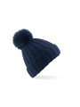 BEECHFIELD VERBIER FAUX FUR POP POM CHUNKY BEANIE bleu marine personnalisable