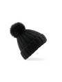 BEECHFIELD VERBIER FAUX FUR POP POM CHUNKY BEANIE noir personnalisable