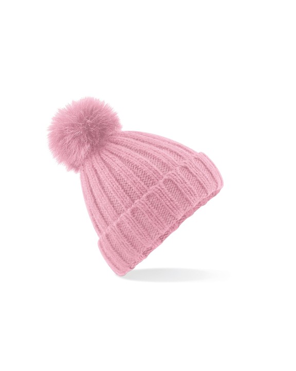 Bonnets personnalisable BEECHFIELD VERBIER FAUX FUR POP POM CHUNKY BEANIE