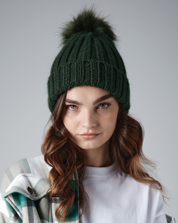 BEECHFIELD VERBIER FAUX FUR POP POM CHUNKY BEANIE Mütze, Schal & Handschuh personalisierbar
