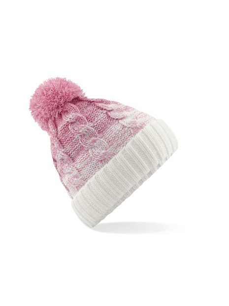 BEECHFIELD OMBRÉ BEANIE dusky pink/beige personnalisable