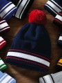 Bonnets, Écharpes & Gants à personnaliser BEECHFIELD STADIUM BEANIE FRENCH MARINE/ROUGE CLASSIQUE/BLANC
