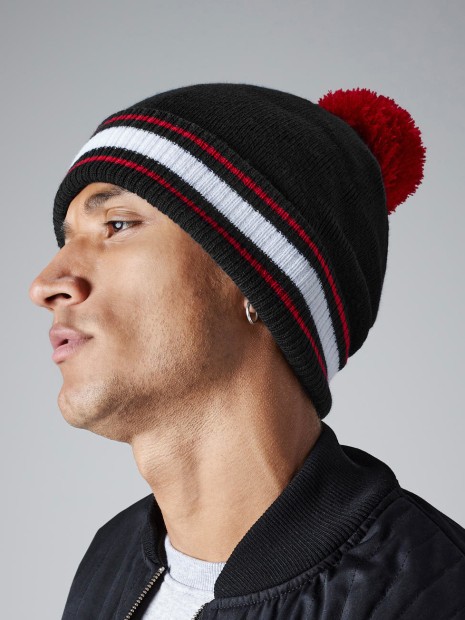 Bonnets, Écharpes & Gants à personnaliser BEECHFIELD STADIUM BEANIE noir/rouge classique/blanc