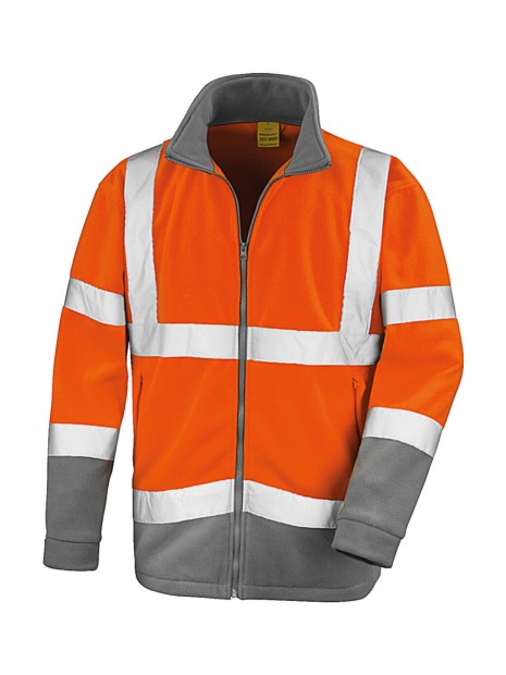 RESULT SAFETY MICROFLEECE orange fluo/gris personnalisable