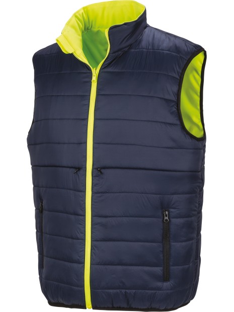 RESULT Bodywarmer de sécurité réversible fluorescent yellow/navy personnalisable
