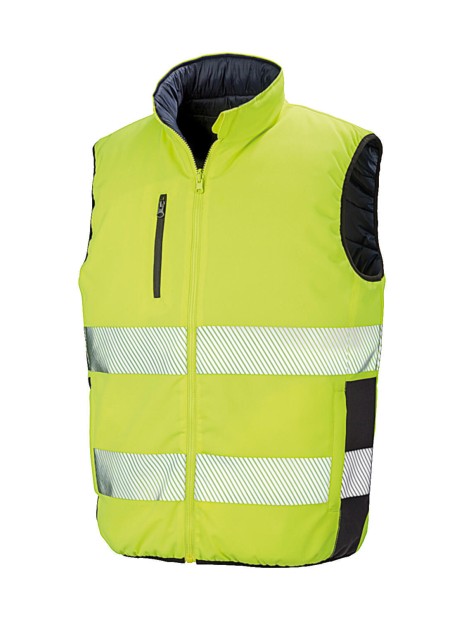 RESULT Bodywarmer de sécurité réversible fluo yellow/navy personnalisable