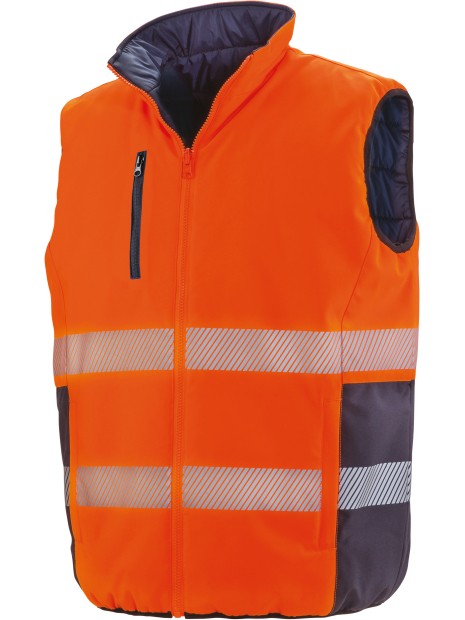 RESULT Bodywarmer de sécurité réversible fluorescent orange/navy personnalisable