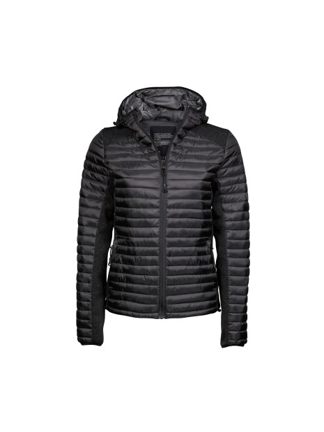 TEE JAYS LADIES HOODED OUTDOOR CROSSOVER black/black melange personnalisable