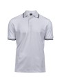 TEE JAYS LUXURY STRIPE STRETCH POLO blanc/bleu marine personnalisable